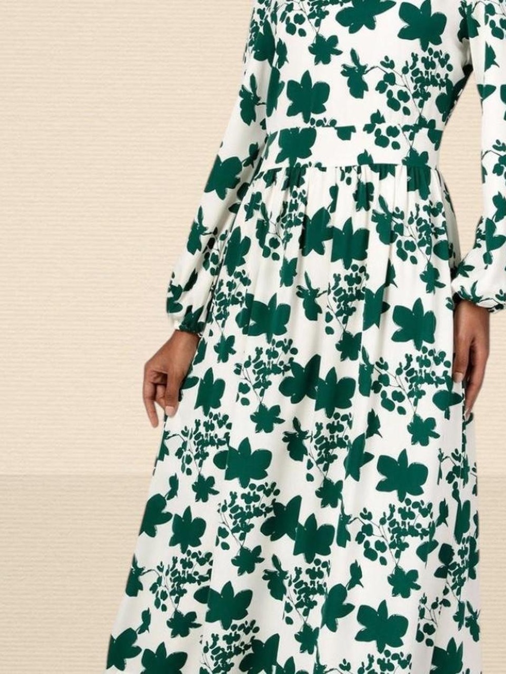 Veiled Collection Modest Green Floral Print Long Sleeve Maxi Dress - Women